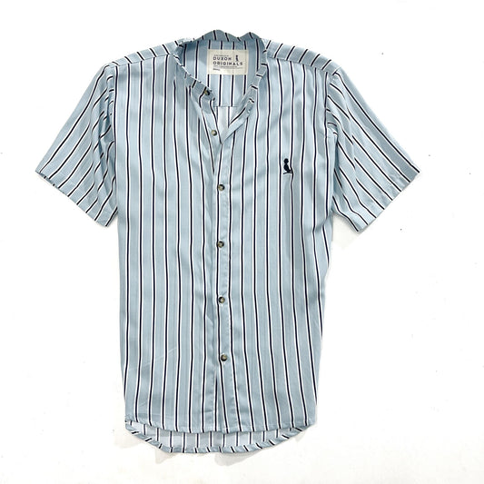 CAMISA MAO A RAYAS CELESTE