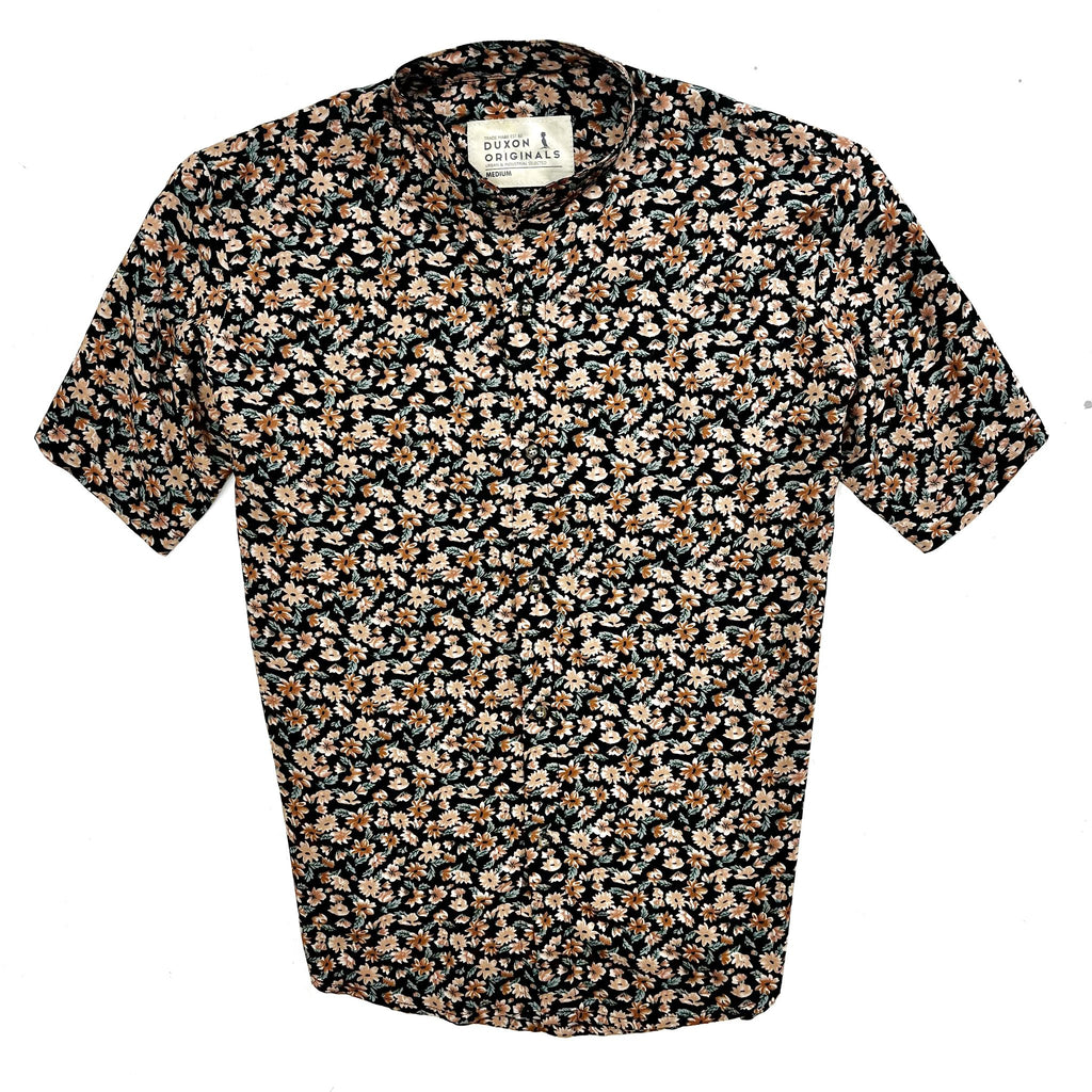 CAMISA MAO MANGA CORTA MARRON FLOREADA