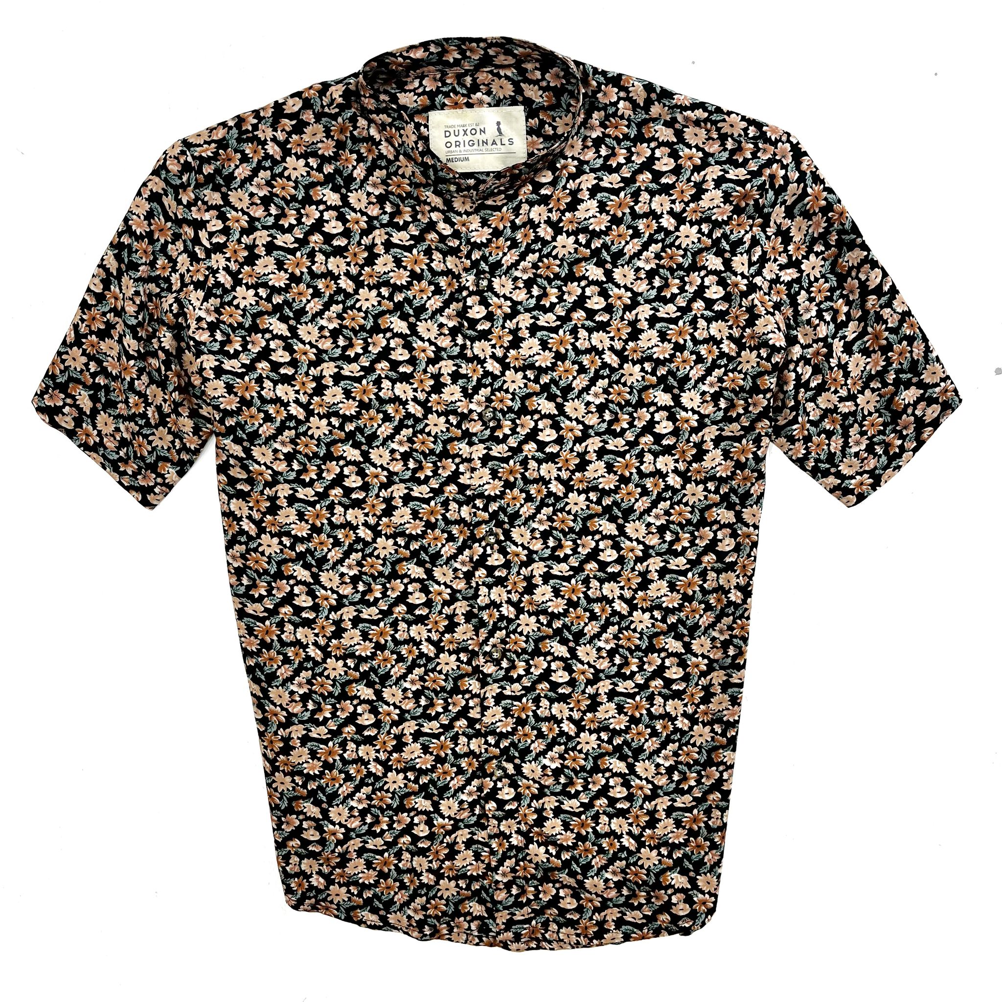 CAMISA MAO MANGA CORTA MARRON FLOREADA