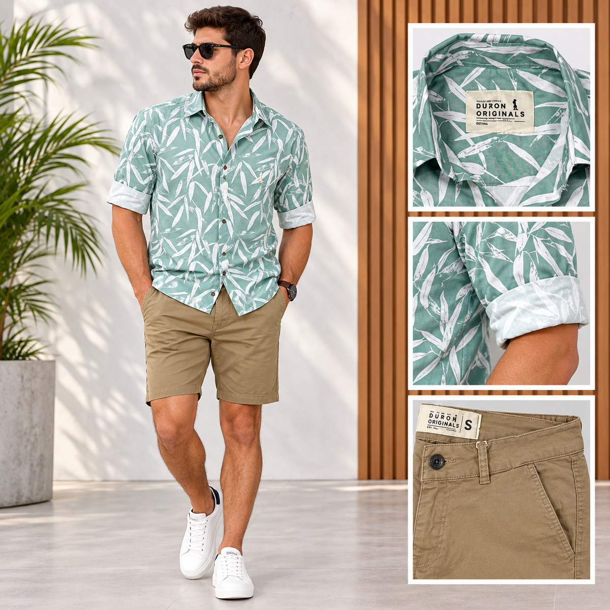 🔥SALE CAMISA ESTAMPADA HOJAS VERDE