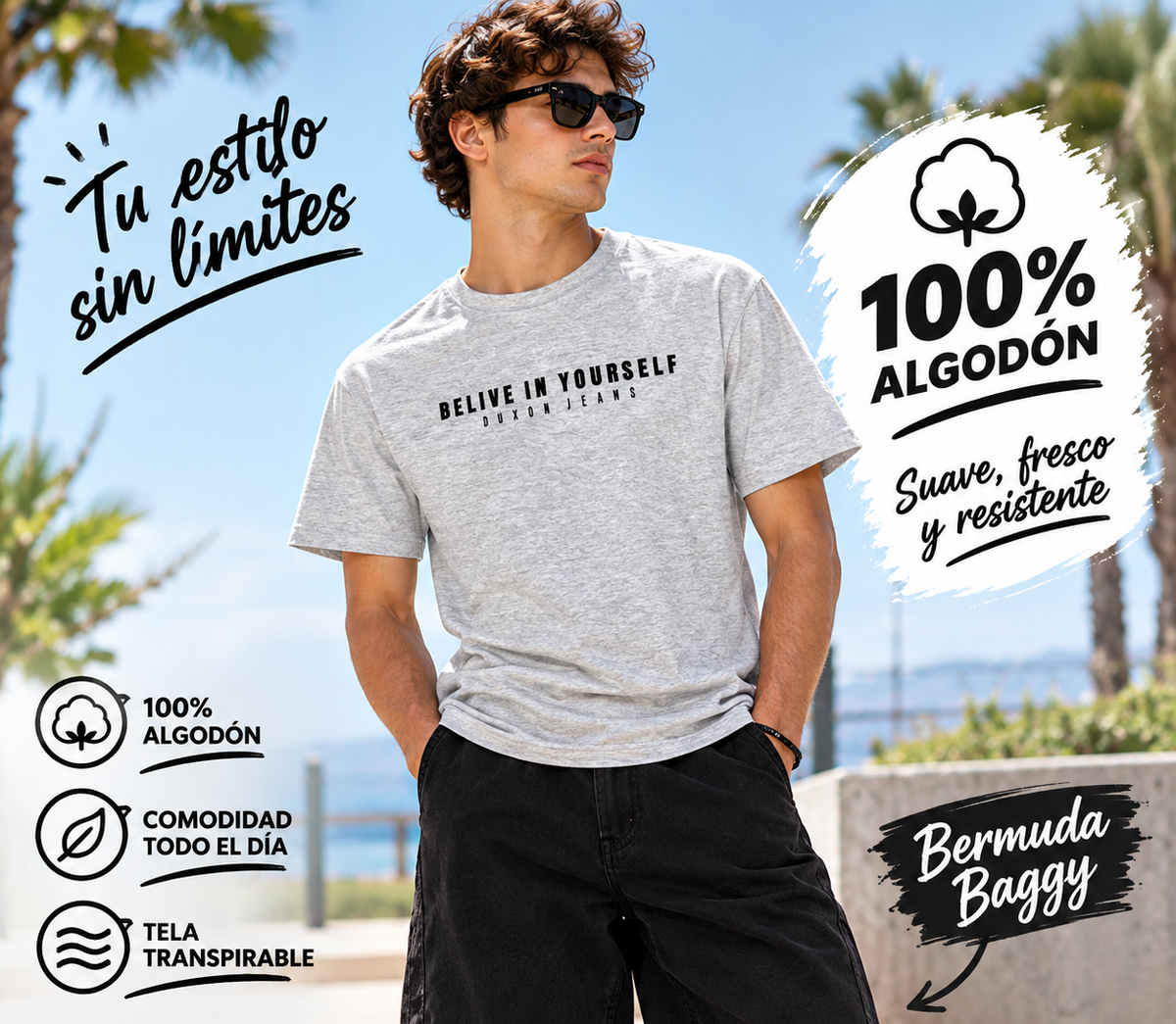 REMERA BELIEVE IN YOURSELF GRIS