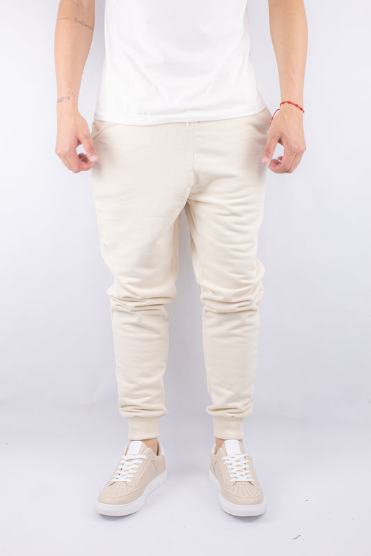 PANTALON JOGGER CON PUÑO BEIGE